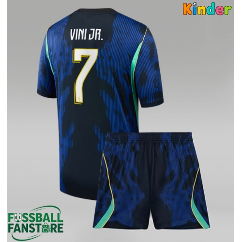 Brasilien Vinicius Junior #7 Replik Auswärtstrikot Kinder WM 2026 Kurzarm (+ Kurze Hosen)